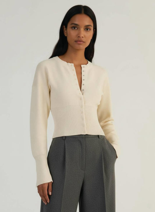 Fitted Button Front Knit Cardigan
