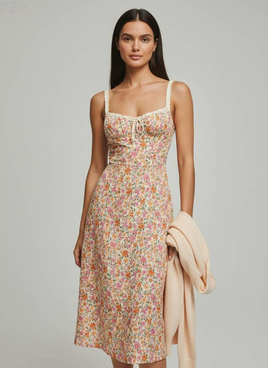 Vintage Floral Midi Dress