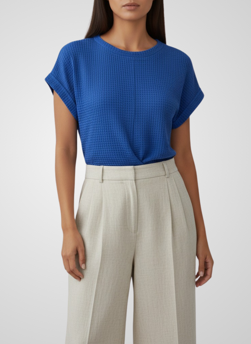 Organic Waffle-Knit Twist Hem Top