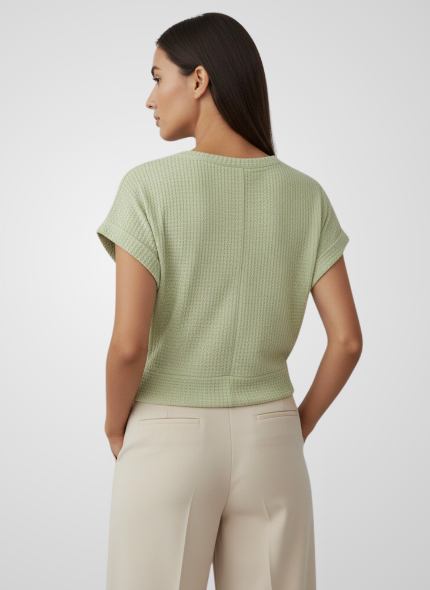Organic Waffle-Knit Twist Hem Top