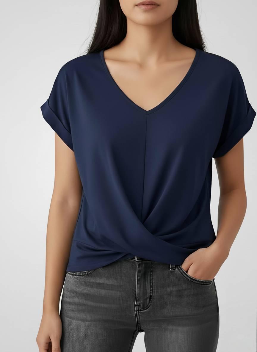 Relaxed Twist Front V-Neck Top