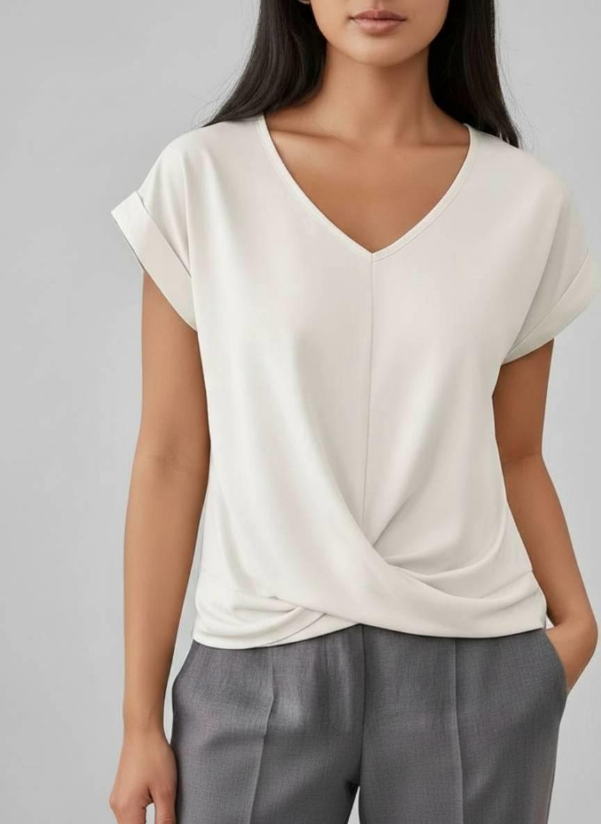 Relaxed Twist Front V-Neck Top