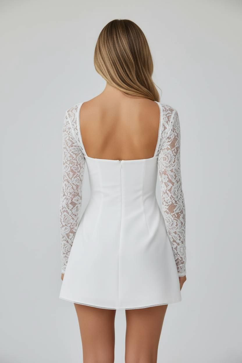 Lace Sleeve Bustier Mini Dress