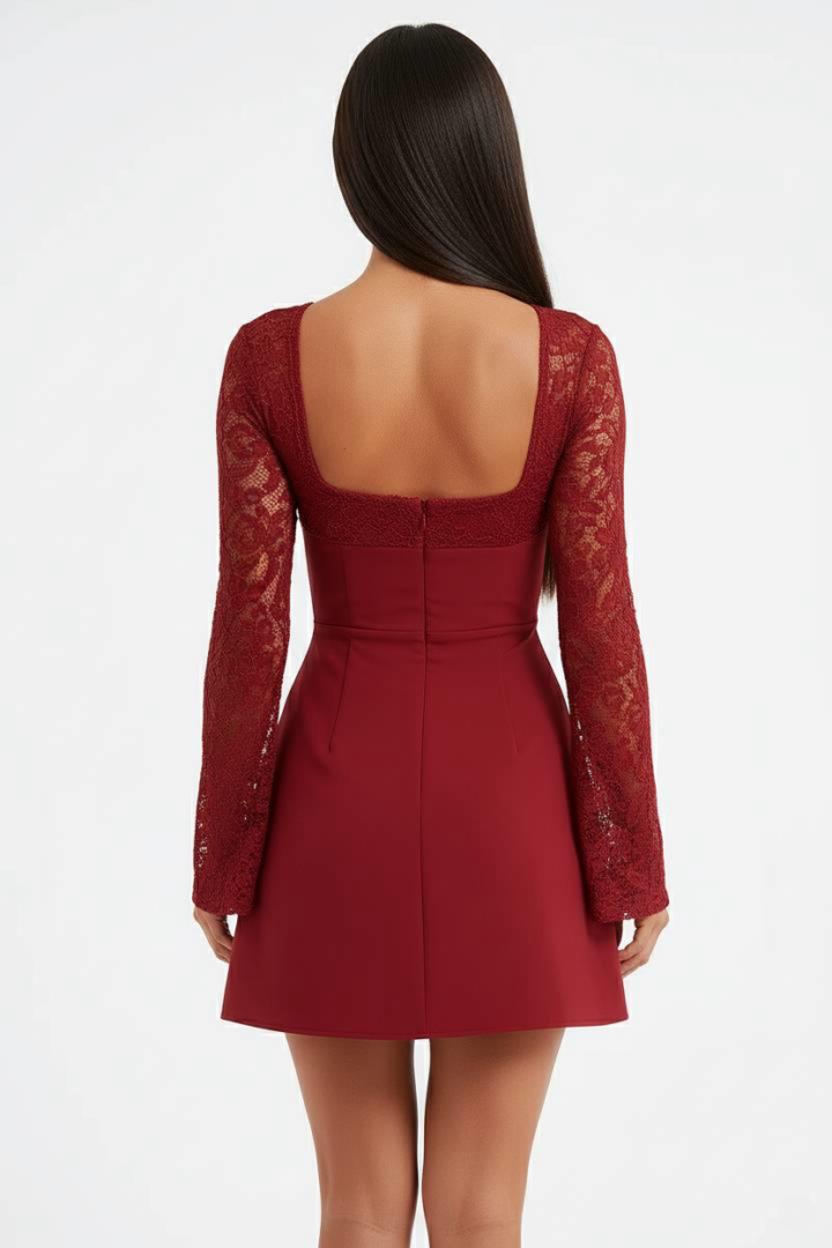 Lace Sleeve Bustier Mini Dress