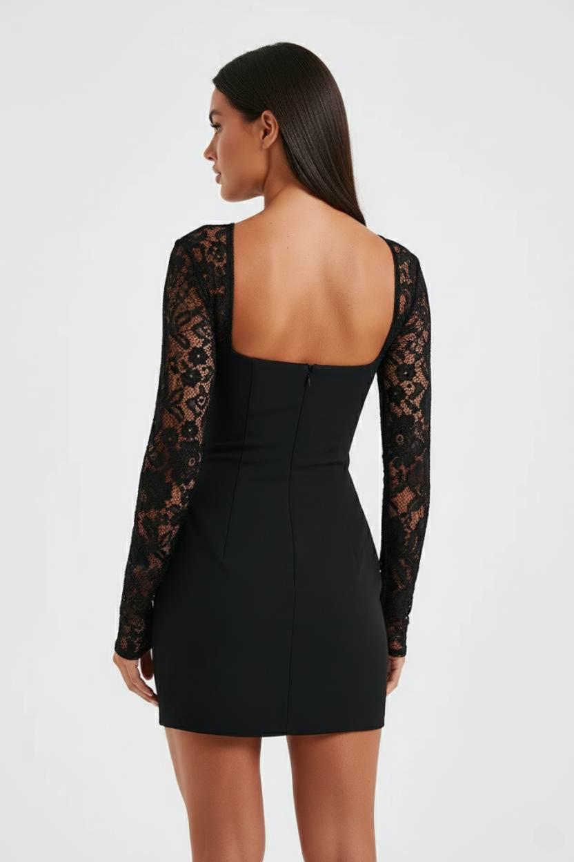 Lace Sleeve Bustier Mini Dress