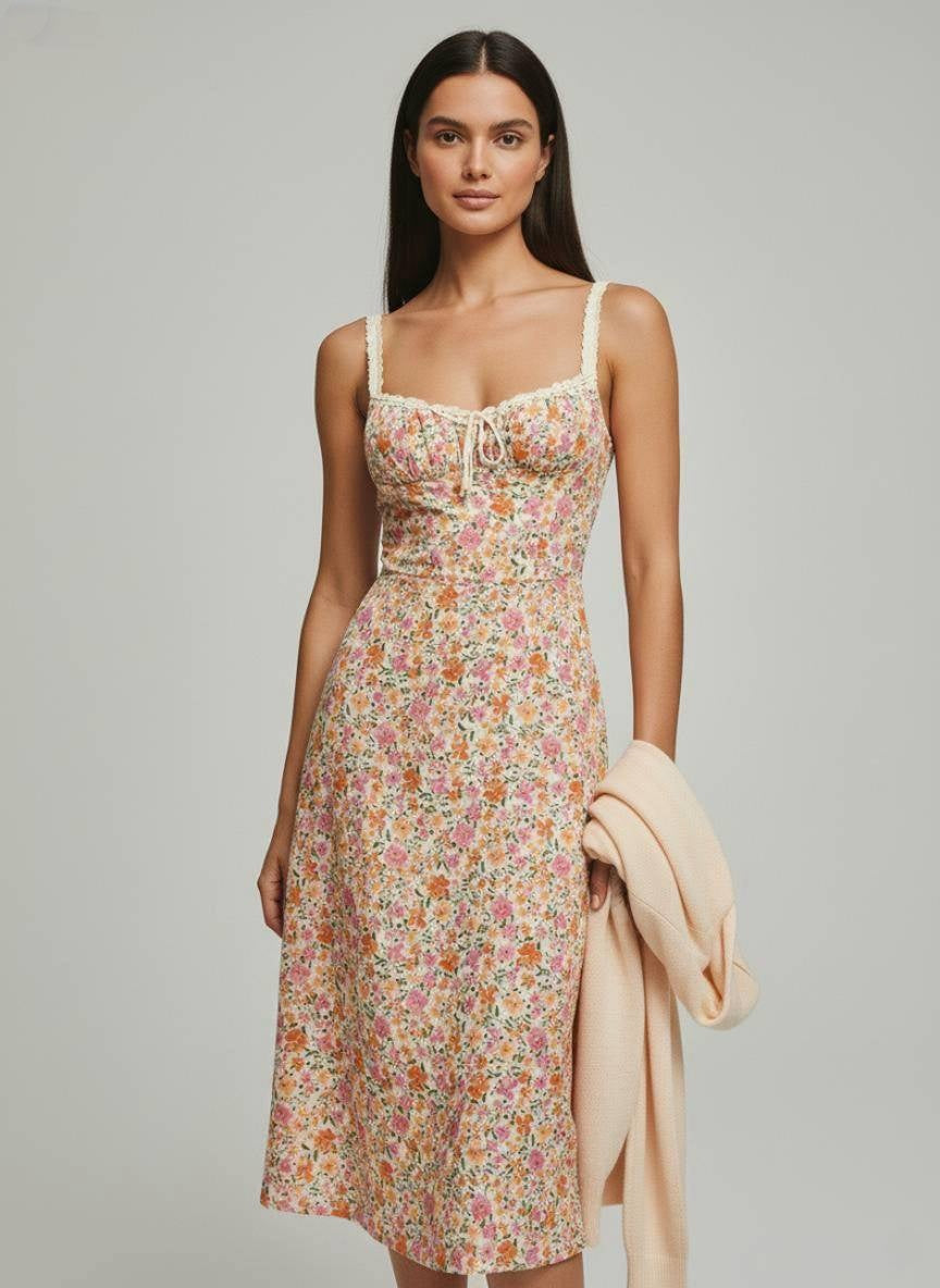 Vintage Floral Midi Dress