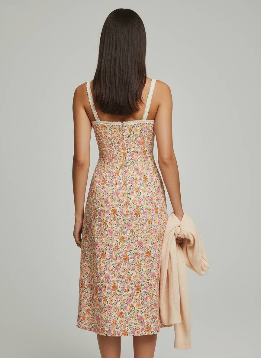 Vintage Floral Midi Dress