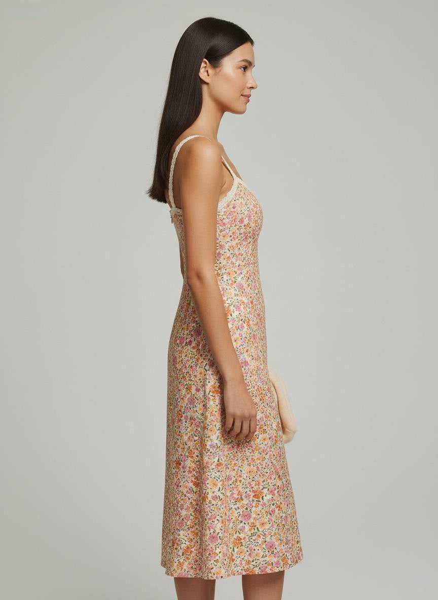 Vintage Floral Midi Dress