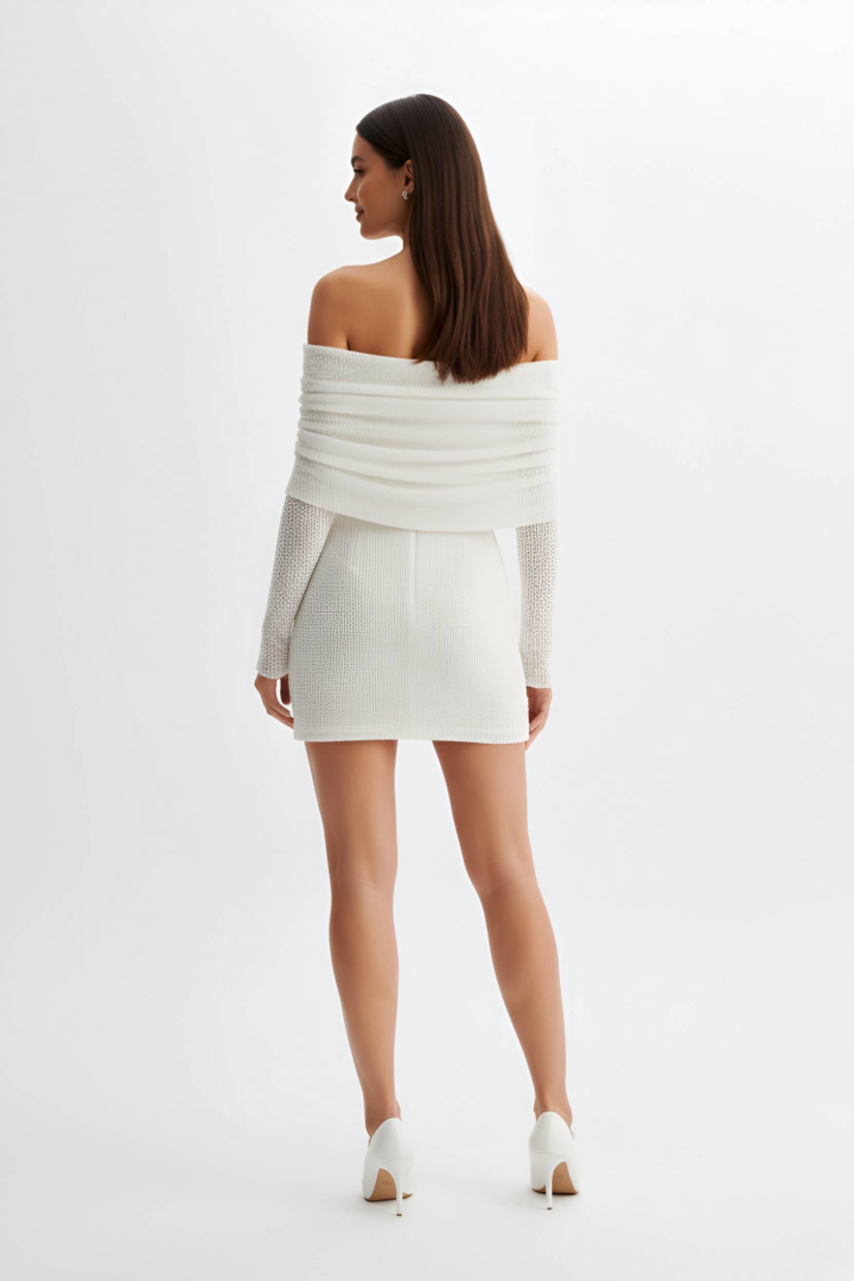 Off Shoulder Knit Mini Dress