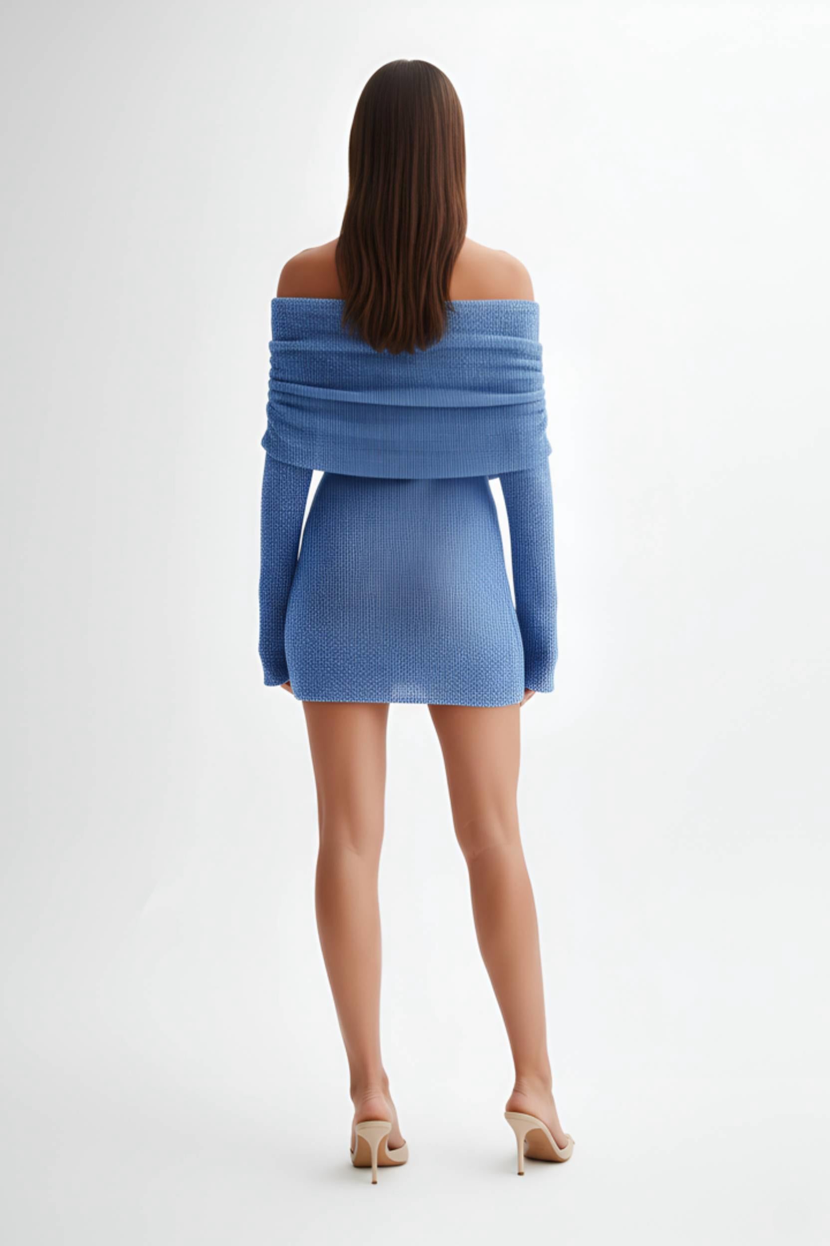 Off Shoulder Knit Mini Dress