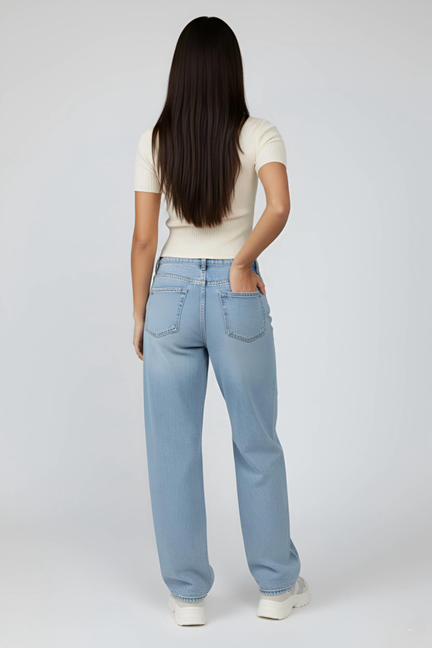 Relaxed Light Wash Wide Leg Jeans